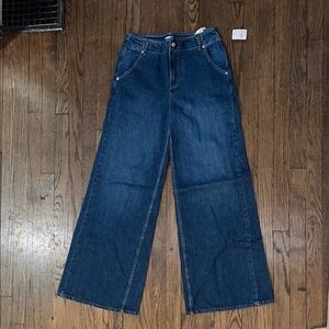 Free People Blue Wide-Leg Jeans
